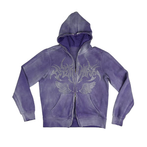 1 OF 1 "SWORD OF DIVINITY" WASHED PURPLE FULL ZIP