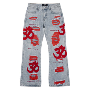 "OM" DENIM - BLOOD RED