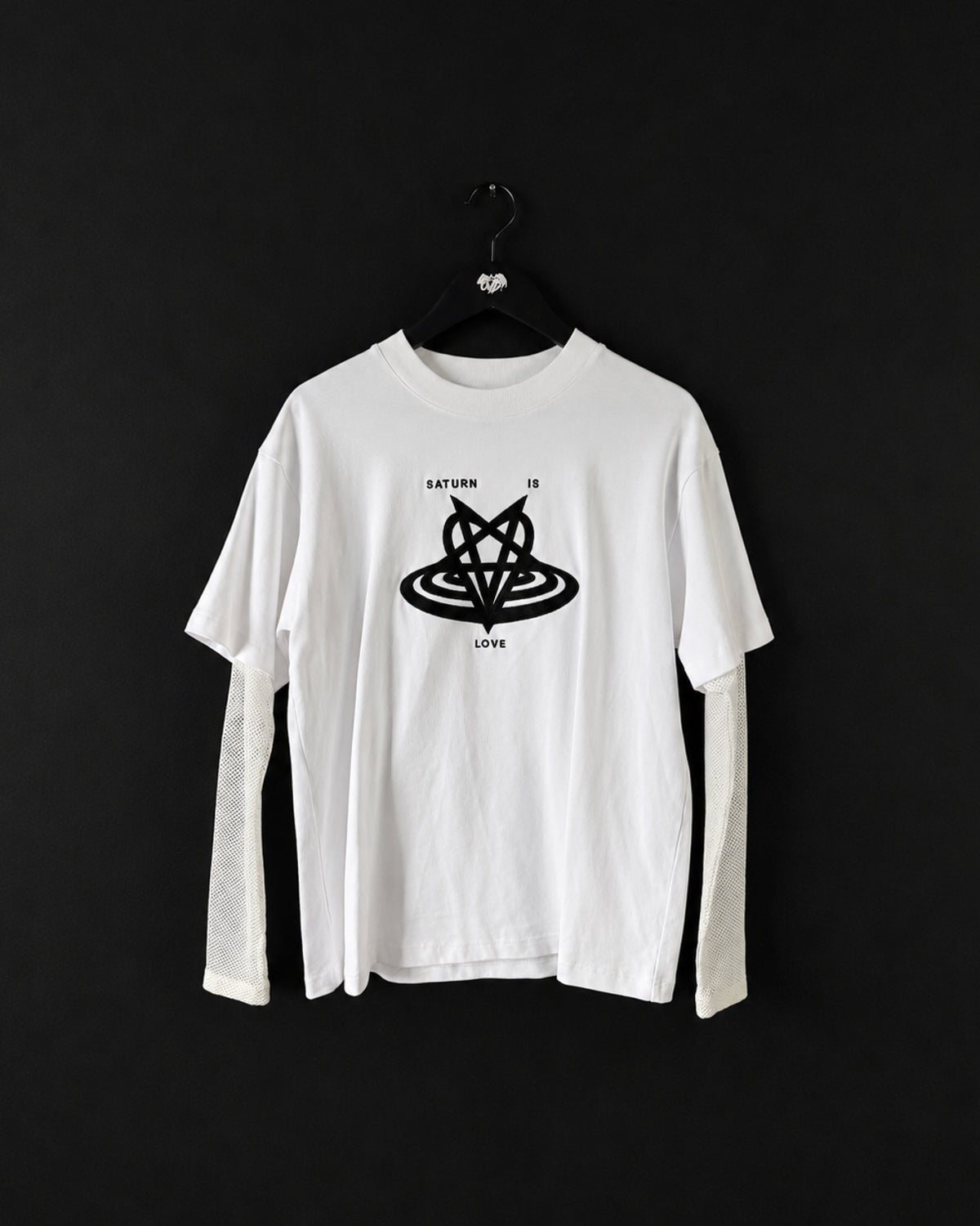 "SATURN IS LOVE" DOUBLE LAYERED MESH L/S