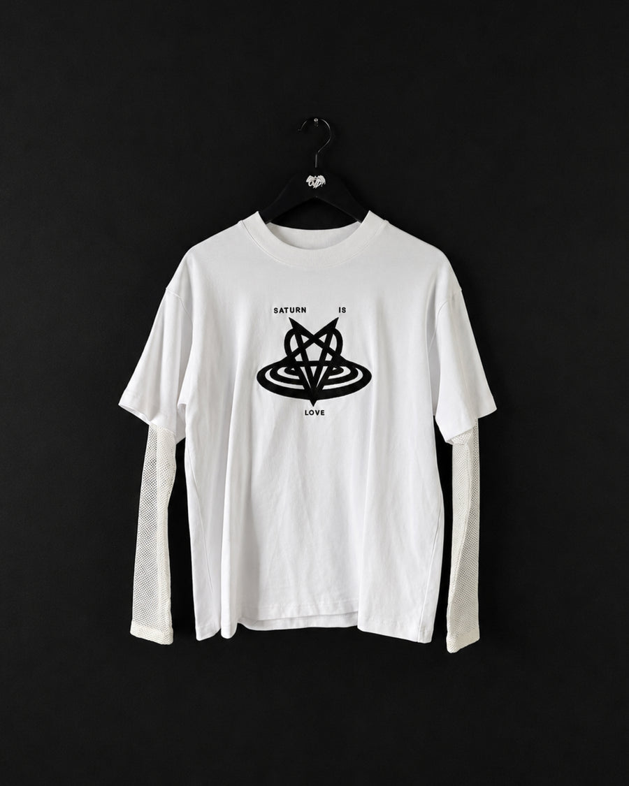 "SATURN IS LOVE" DOUBLE LAYERED MESH L/S