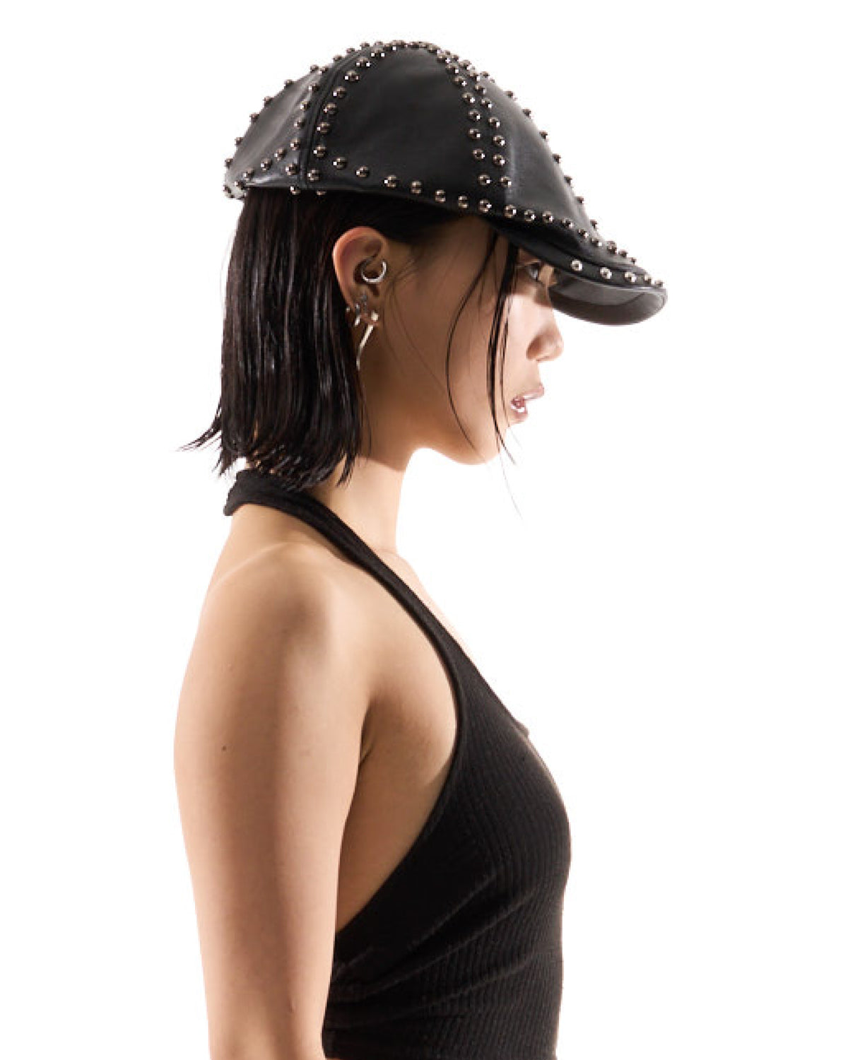 "STUDDED BAKER CAP"