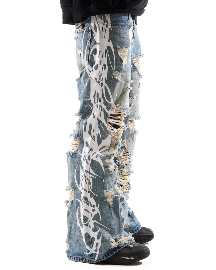 "TRIBAMETAL" DESTROYED DENIM