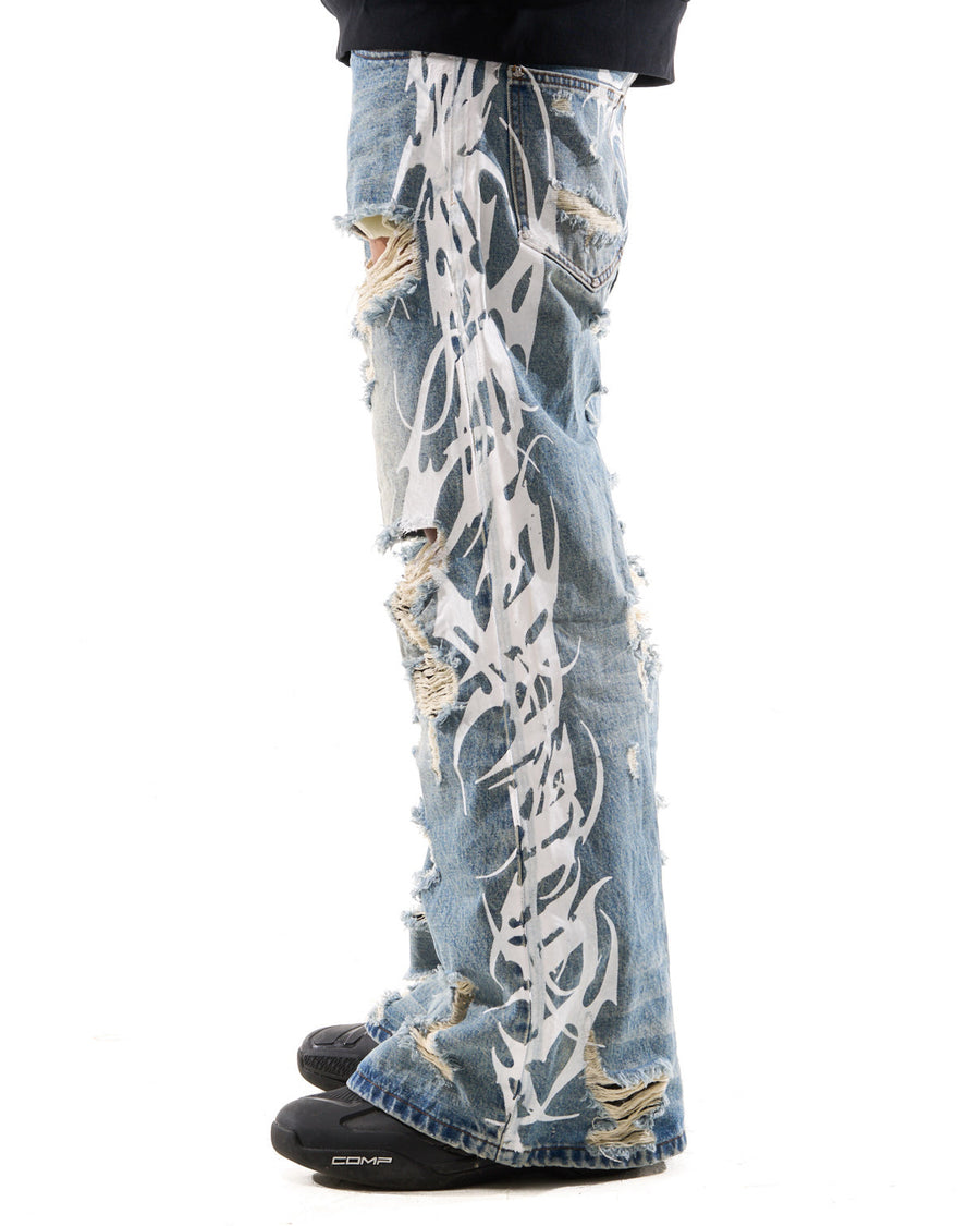 "TRIBAMETAL" DESTROYED DENIM