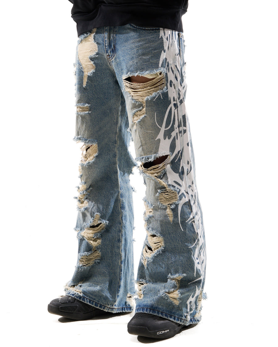 "TRIBAMETAL" DESTROYED DENIM