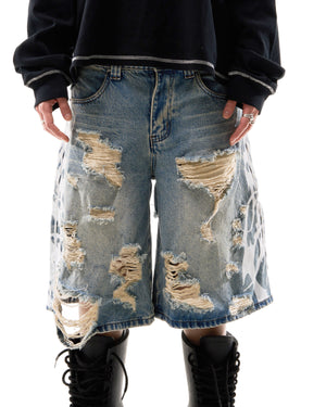 TRIBAMETAL DESTROYED JORTS jorts by OVD - view 1
