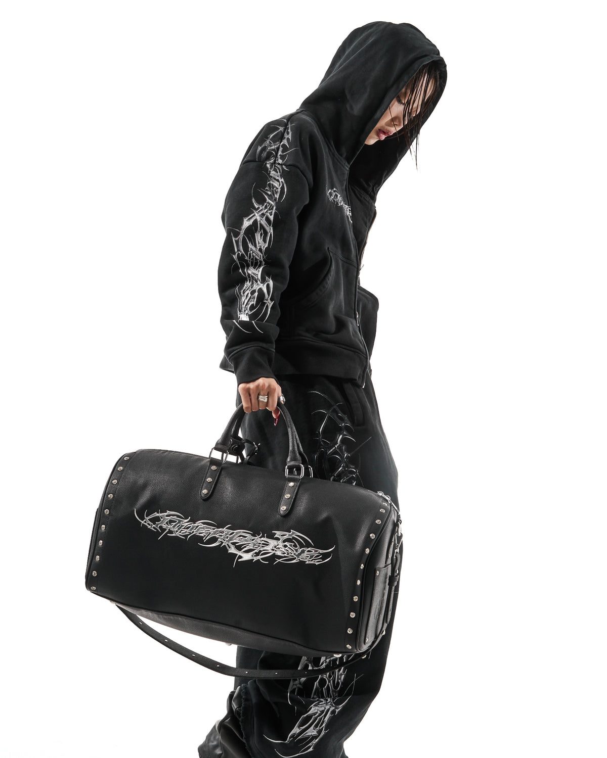 "TRIBAMETAL" LEATHER DUFFLE