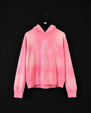 "WINGS OR DEATH" SUN DYED HOODIE - PINK