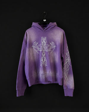 "WINGS OR DEATH" SUN DYED HOODIE - PURPLE