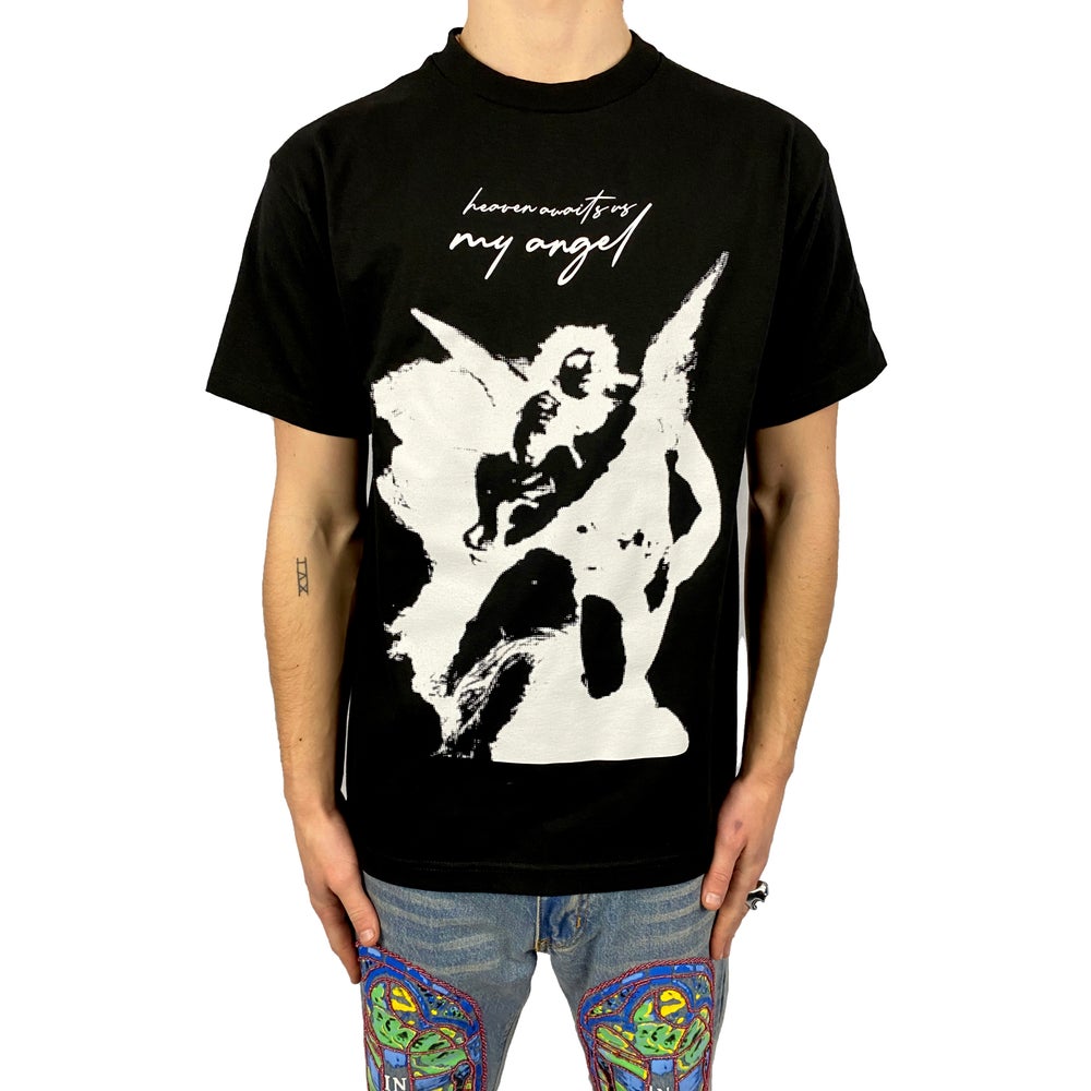 HEAVEN AWAITS US MY ANGEL - BLACK TEE tee by OVD - view 2