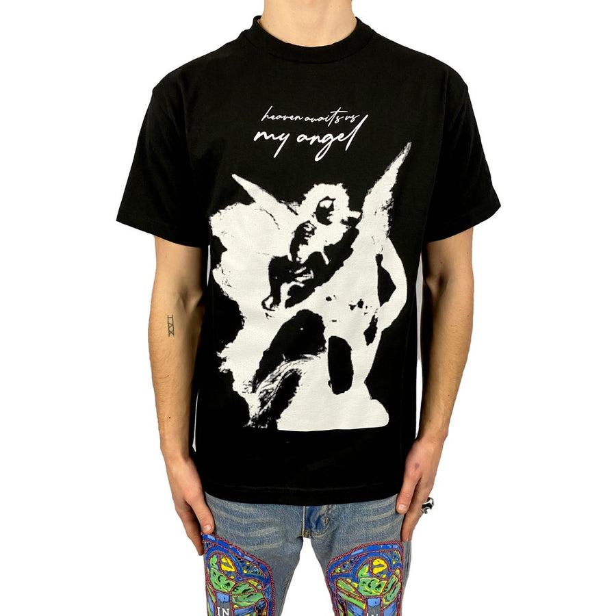 “HEAVEN AWAITS US MY ANGEL” - BLACK TEE