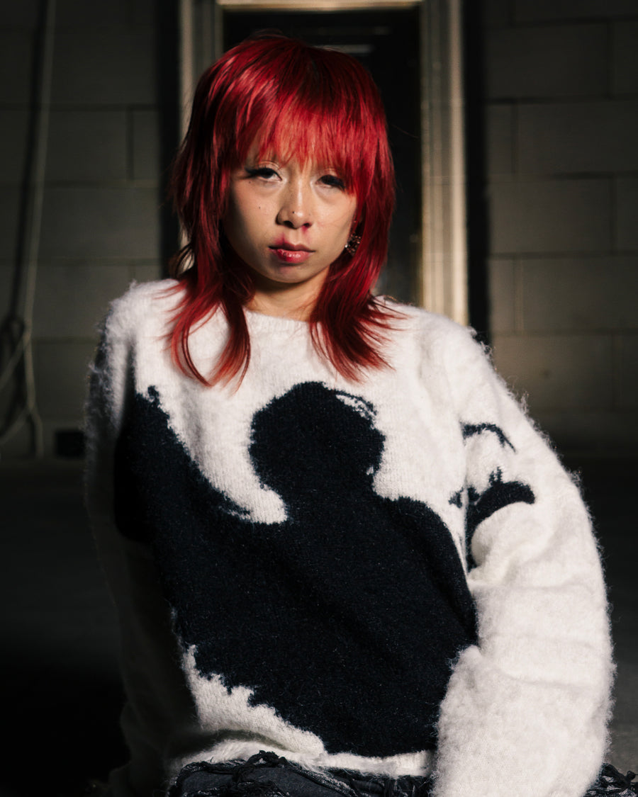 "ANGEL MOHAIR SWEATER" — BLACK
