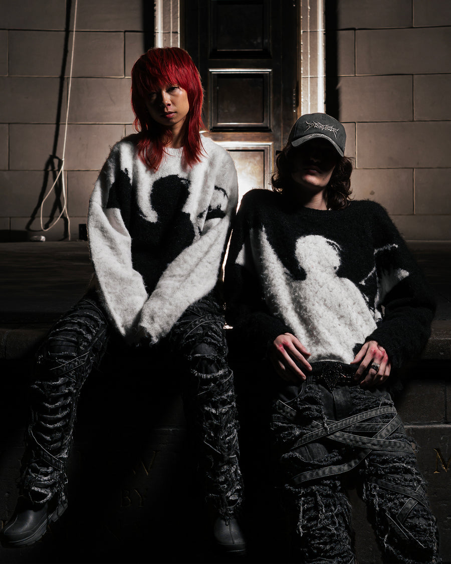"ANGEL MOHAIR SWEATER" — WHITE