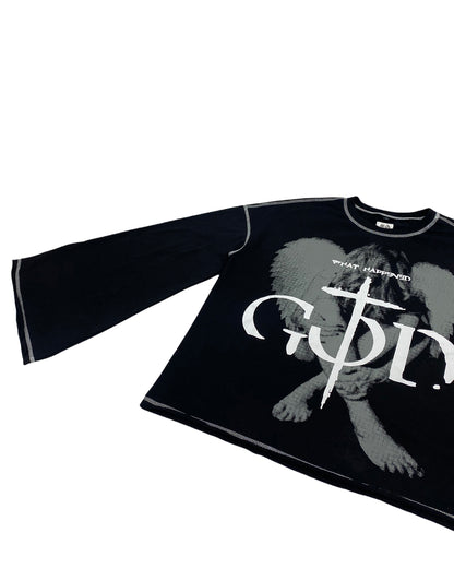 "HEAVYWEIGHT CONTRAST LONG SLEEVE" - BLACK