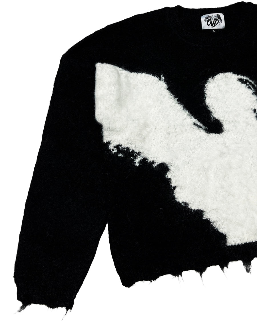 "ANGEL MOHAIR SWEATER" — BLACK