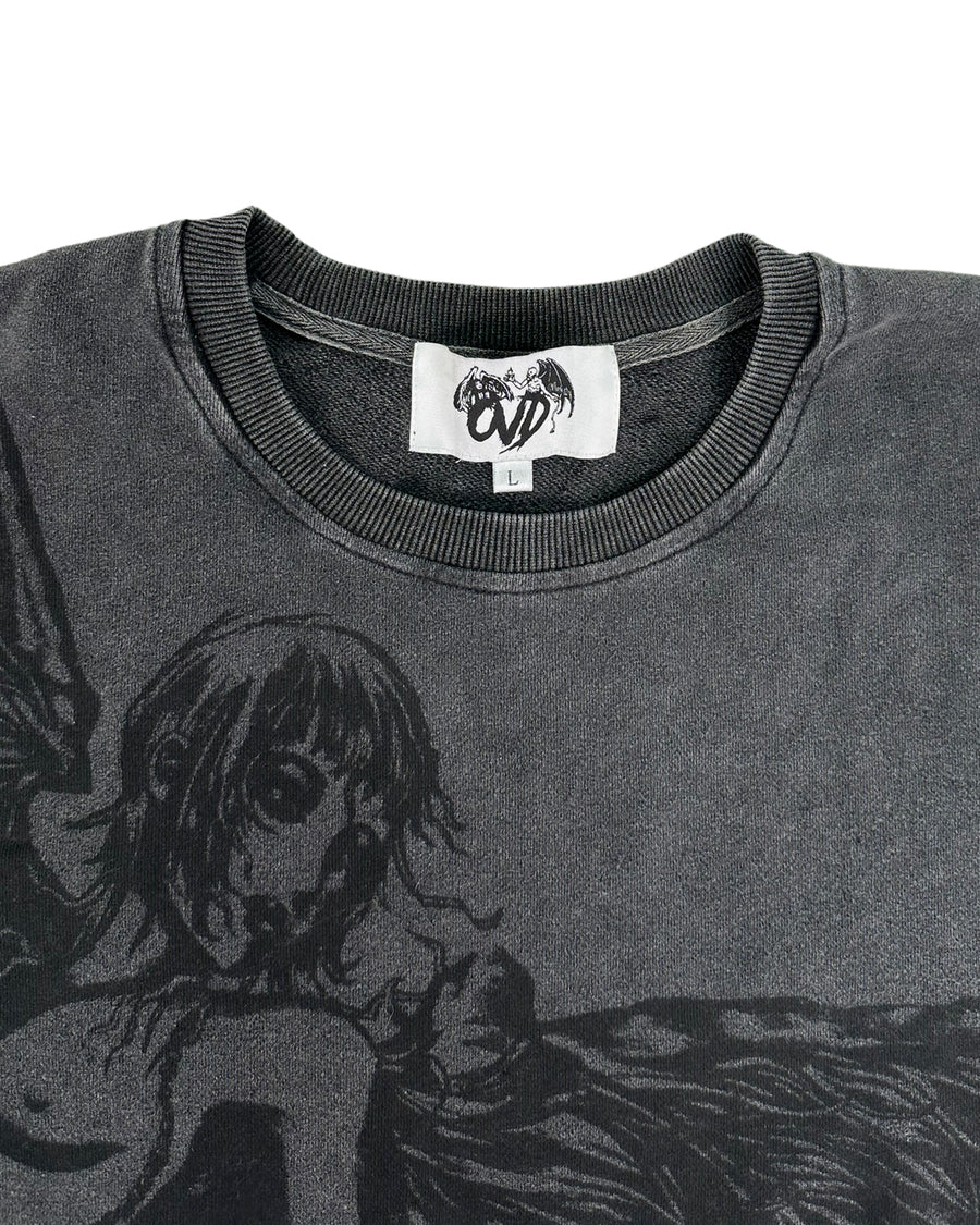 "ANGEL WASHED L/S THERMAL TEE" — BLACK