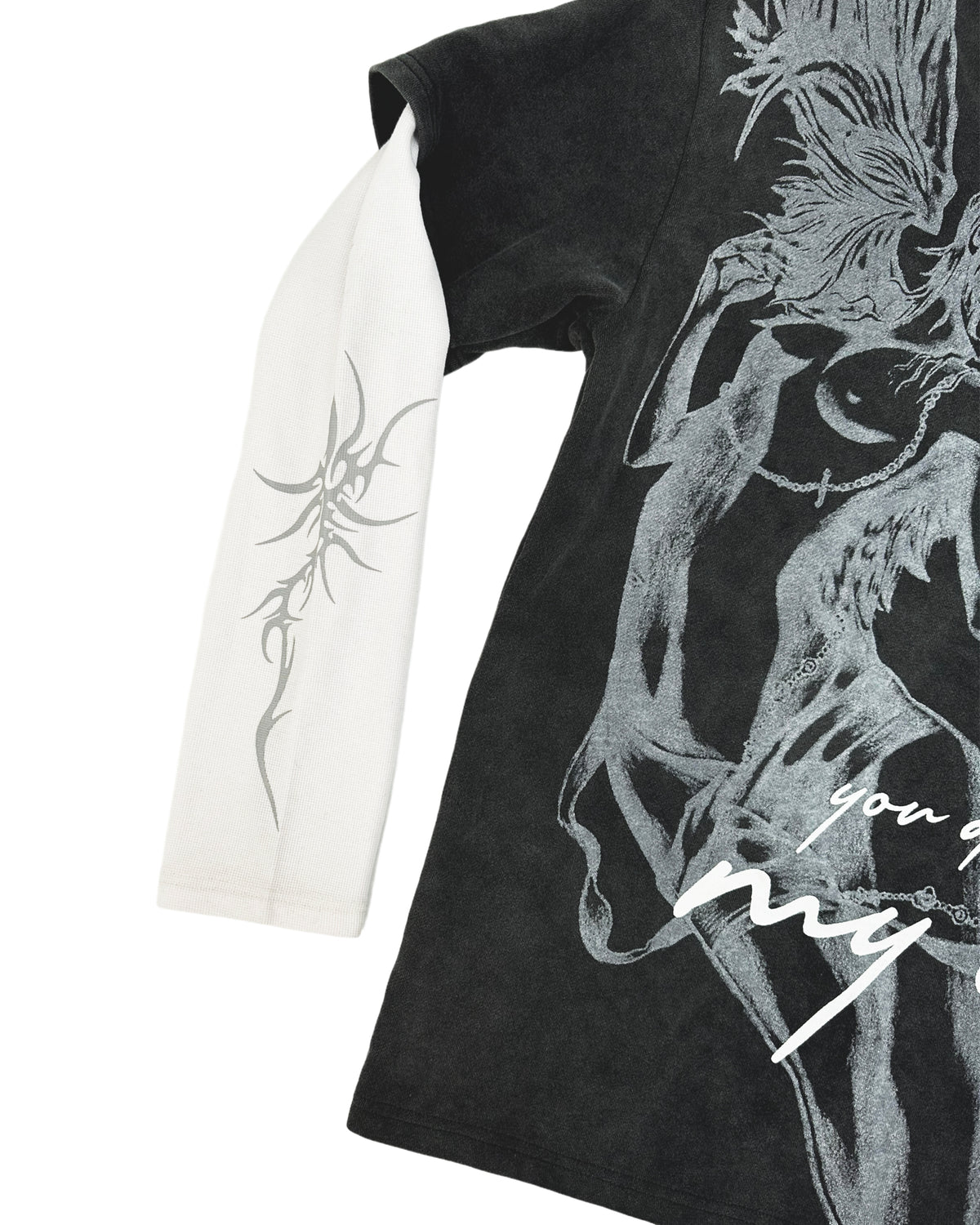 "ANGEL WASHED L/S THERMAL TEE" — WHITE