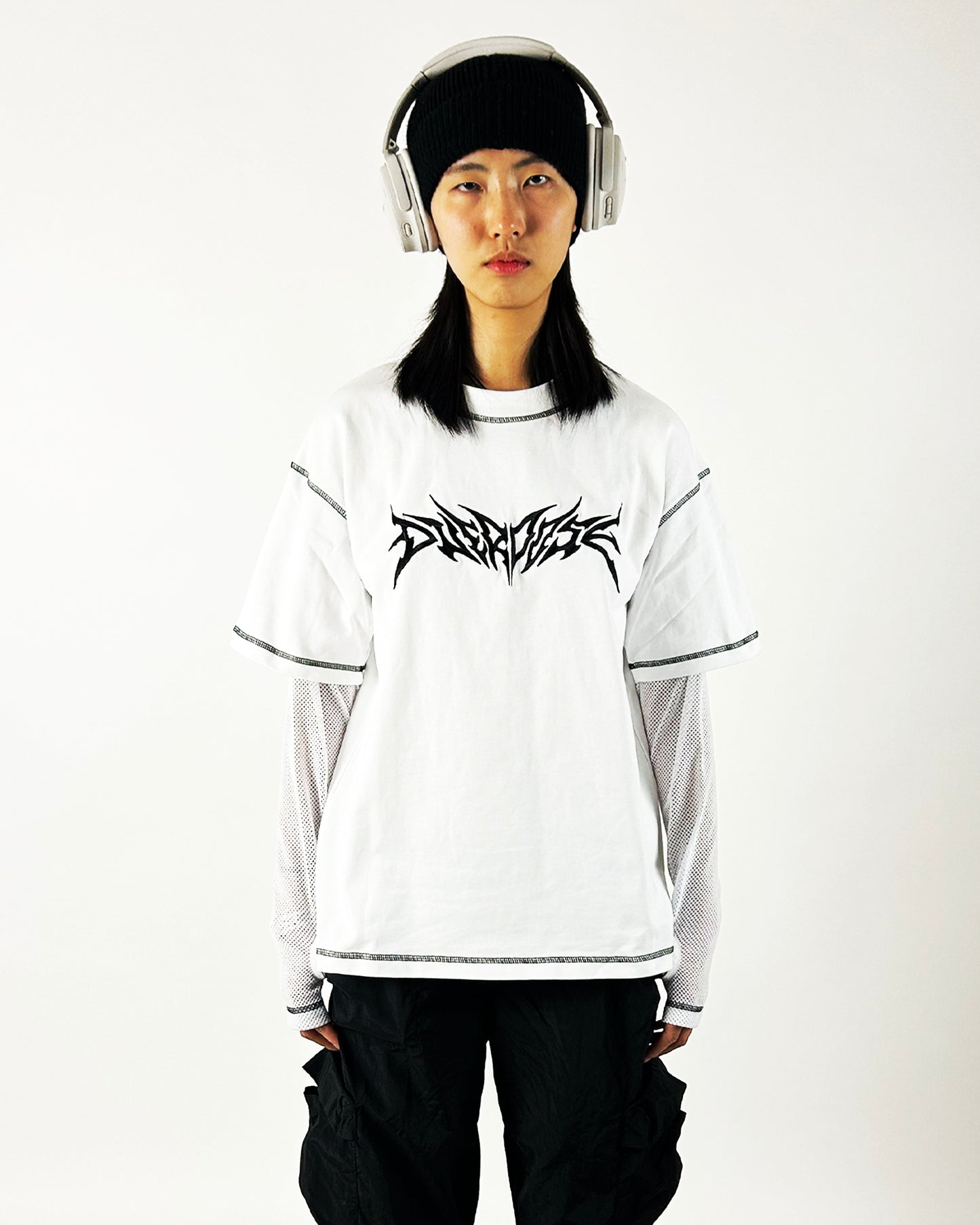 "HVY MTL MESH L/S TEE" - WHITE