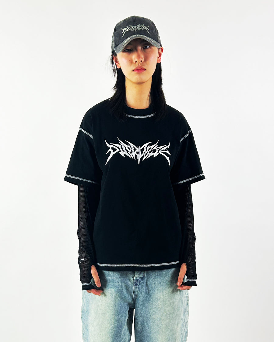 "HVY MTL MESH L/S TEE" - BLACK