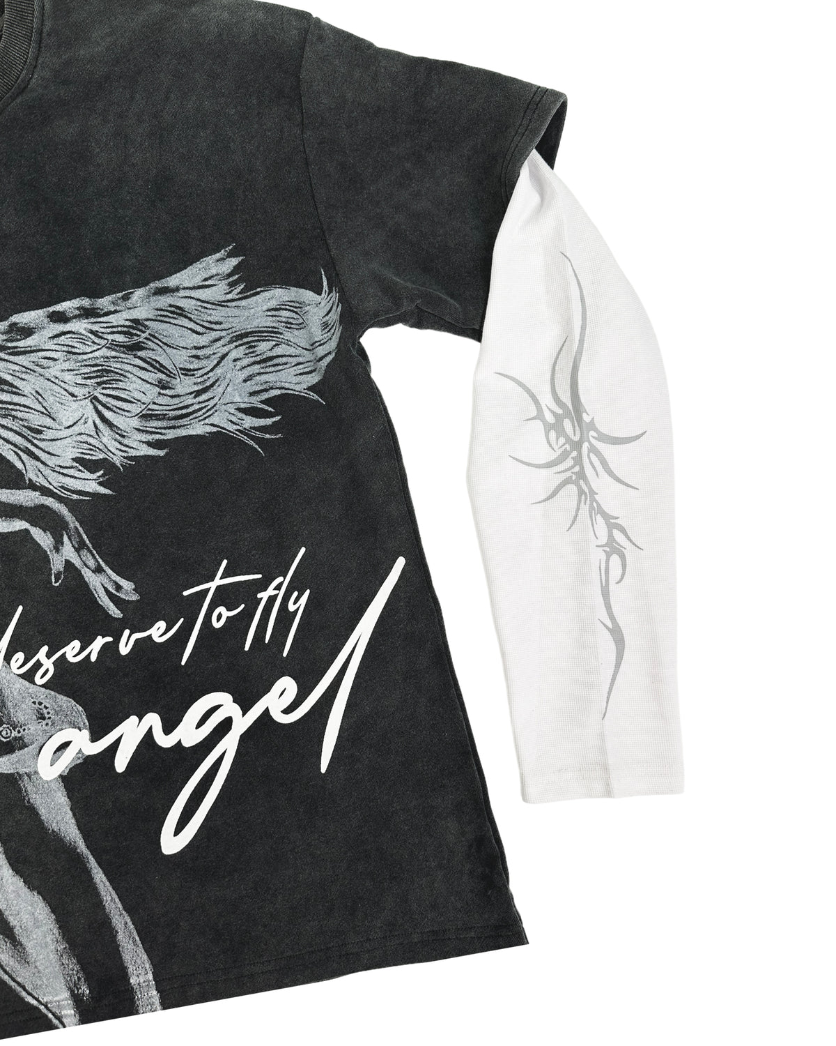 "ANGEL WASHED L/S THERMAL TEE" — WHITE