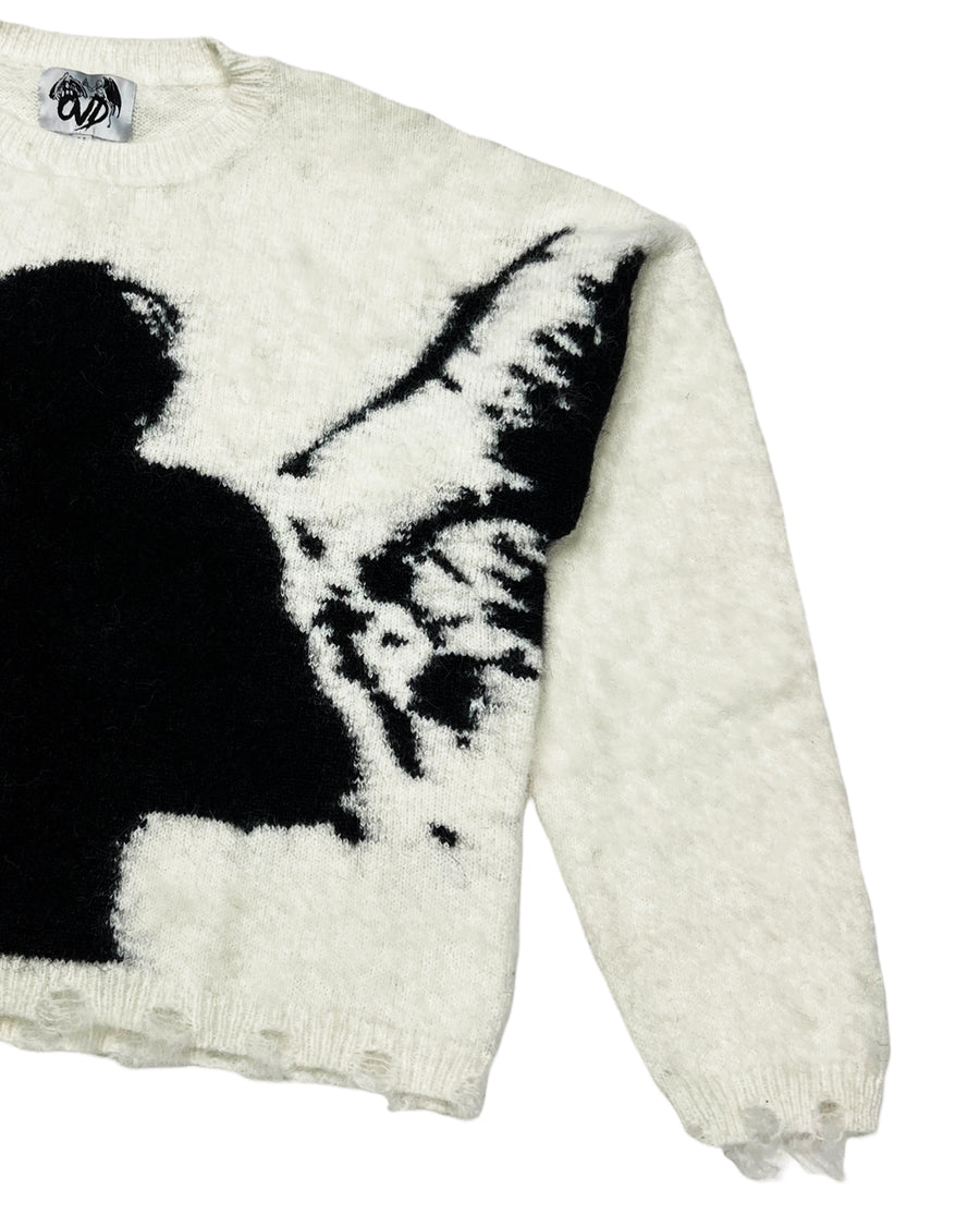 "ANGEL MOHAIR SWEATER" — WHITE
